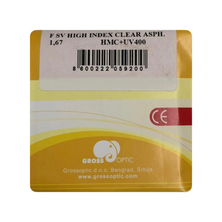 Gross SV High index clear ASPH. 1.67 HMC+UV400