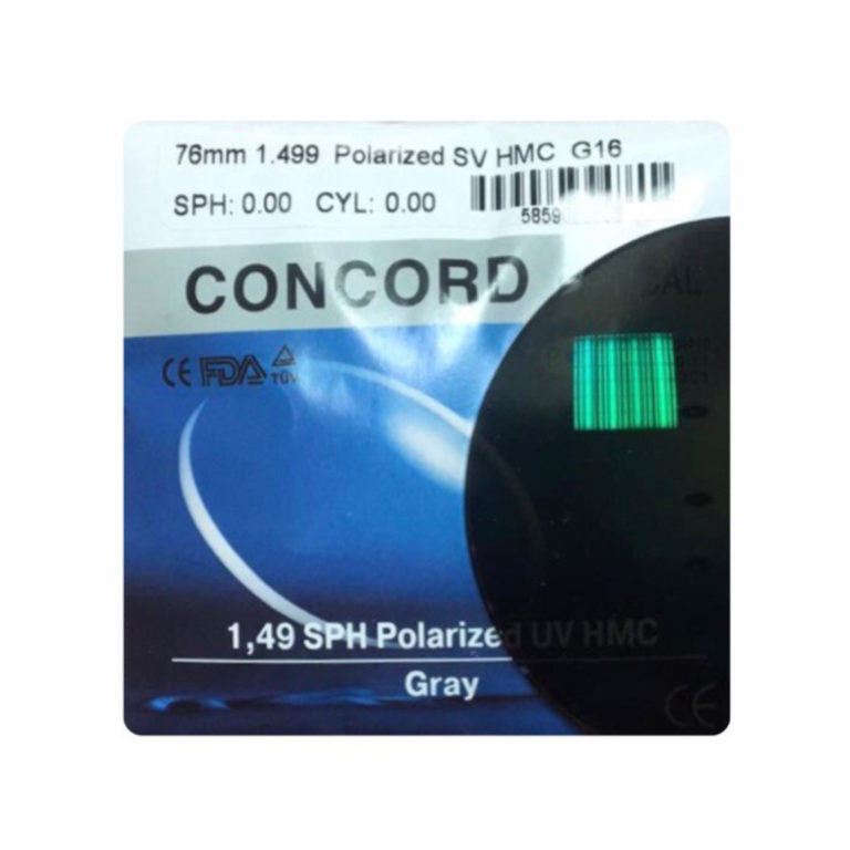 Линза для очков с поляризацией Concord HMC 1.49 Gray (2 линзы)